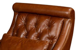 Benton Distilled Leather Brown Arm Chair Club Chairs LOOMLAN By Sarreid