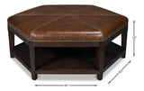 Bertram Wood and Leather Brown Ottoman Ottomans LOOMLAN By Sarreid