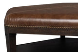 Bertram Wood and Leather Brown Ottoman Ottomans LOOMLAN By Sarreid