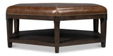 Bertram Wood and Leather Brown Ottoman Ottomans LOOMLAN By Sarreid