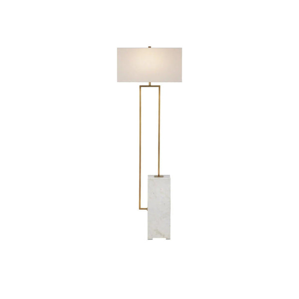 Beside Marble and Metal White Floor Lamp Floor Lamps LOOMLAN By Currey & Co