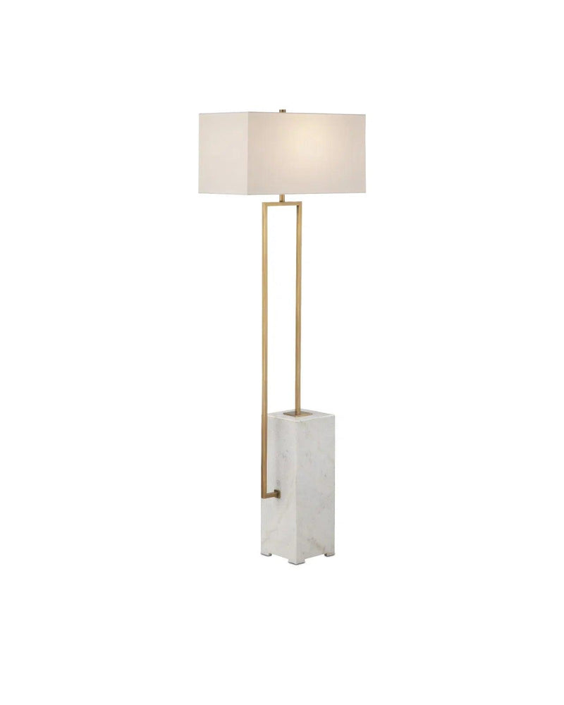 Beside Marble and Metal White Floor Lamp Floor Lamps LOOMLAN By Currey & Co