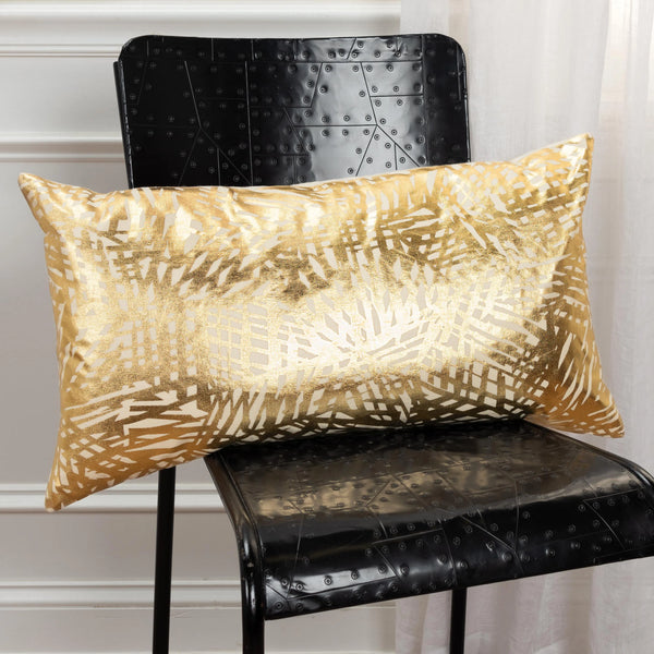 Beta Metallic Gold Lumbar Pillow With Insert Throw Pillows LOOMLAN By LOOMLAN