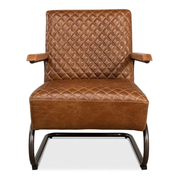 Beverly Hills Accent Chair Cuba Brown Leather Accent Chairs LOOMLAN By Sarreid