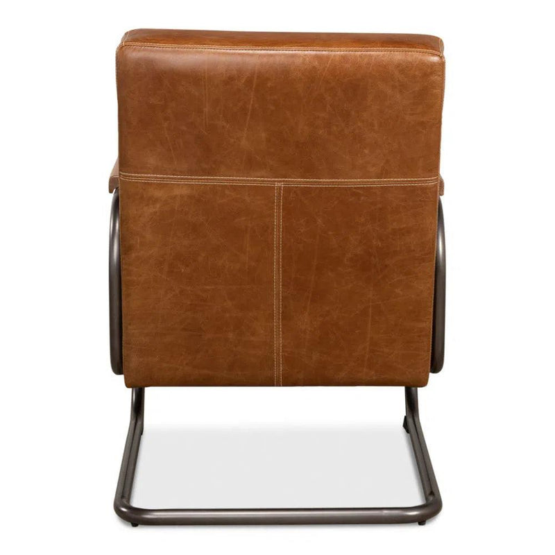 Beverly Hills Accent Chair Cuba Brown Leather Accent Chairs LOOMLAN By Sarreid