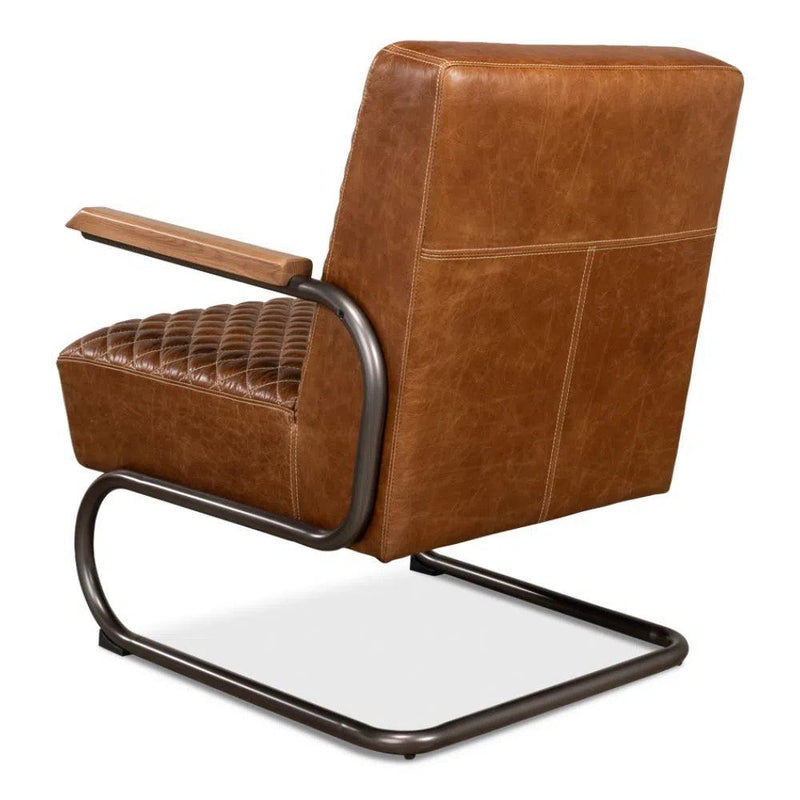 Beverly Hills Accent Chair Cuba Brown Leather Accent Chairs LOOMLAN By Sarreid