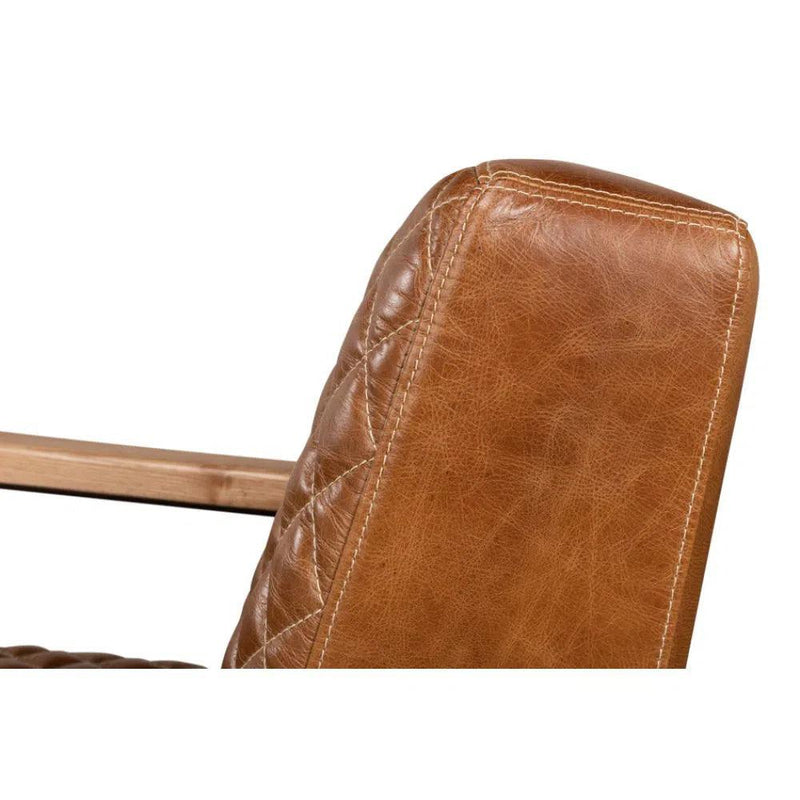 Beverly Hills Accent Chair Cuba Brown Leather Accent Chairs LOOMLAN By Sarreid