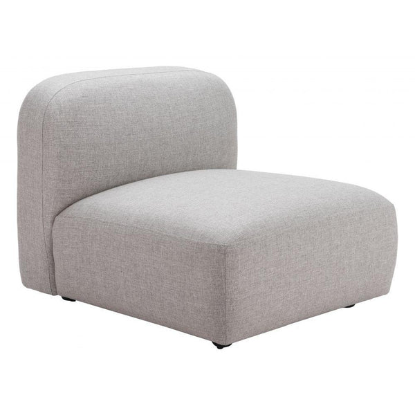 Biak Wood Grey Armless Middle Chair Modular Sofas LOOMLAN By Zuo Modern