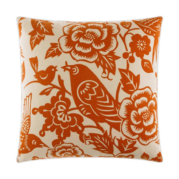 Billybird Tangerine Red Throw Pillow With Insert Throw Pillows LOOMLAN By D.V. Kap