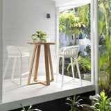 Binah Certified Teak Wood & Rattan White Counter Stool White Counter Stools LOOMLAN By Artesia