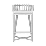 Binah Certified Teak Wood & Rattan White Counter Stool White Counter Stools LOOMLAN By Artesia