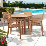 Birmingham 5-Piece Square Teak Outdoor Dining Set with Stacking Armchairs Outdoor Dining Sets LOOMLAN By HiTeak