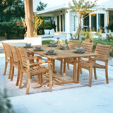 Birmingham 7-PC Outdoor Dining Set with Extendable Table and Stacking Armchairs Outdoor Dining Sets LOOMLAN By HiTeak