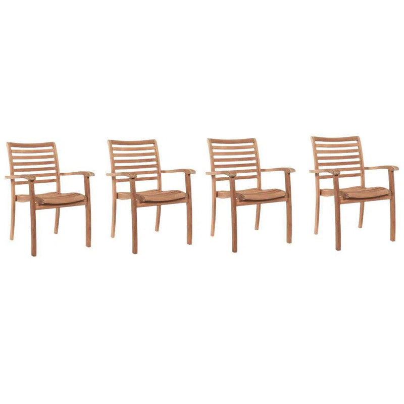 Birmingham 7-PC Outdoor Dining Set with Extendable Table and Stacking Armchairs Outdoor Dining Sets LOOMLAN By HiTeak