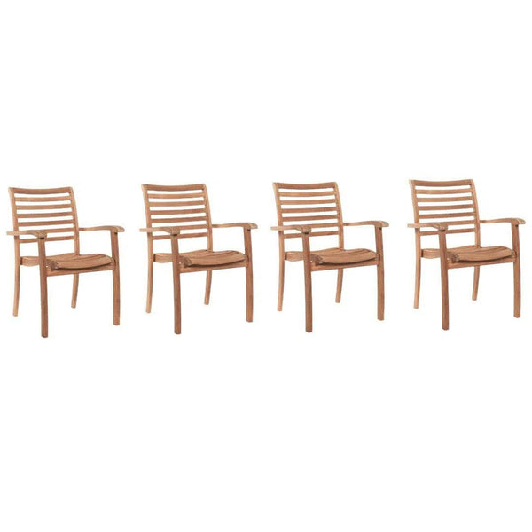 Birmingham Stacking Teak Outdoor Dining Armchair (Set of 4) Outdoor Dining Chairs LOOMLAN By HiTeak