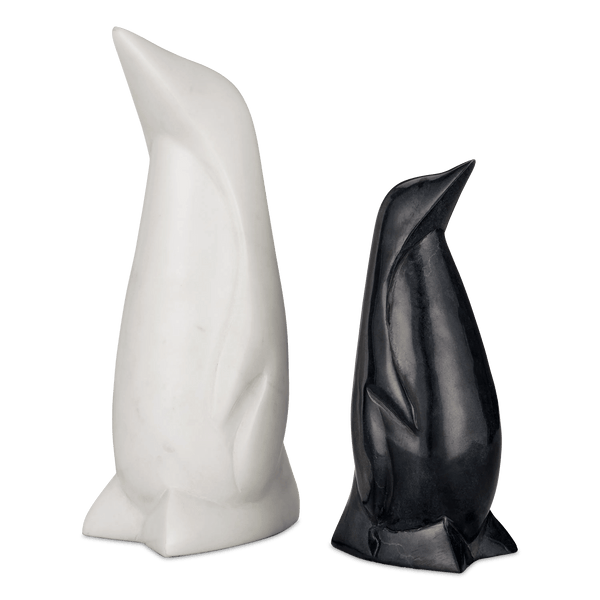 Black & White Penguin Set of 2 Statues & Sculptures LOOMLAN By Currey & Co