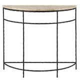 Black Boyles Travertine Demi-Lune Hiroshi Koshitaka Collection Console Tables LOOMLAN By Currey & Co