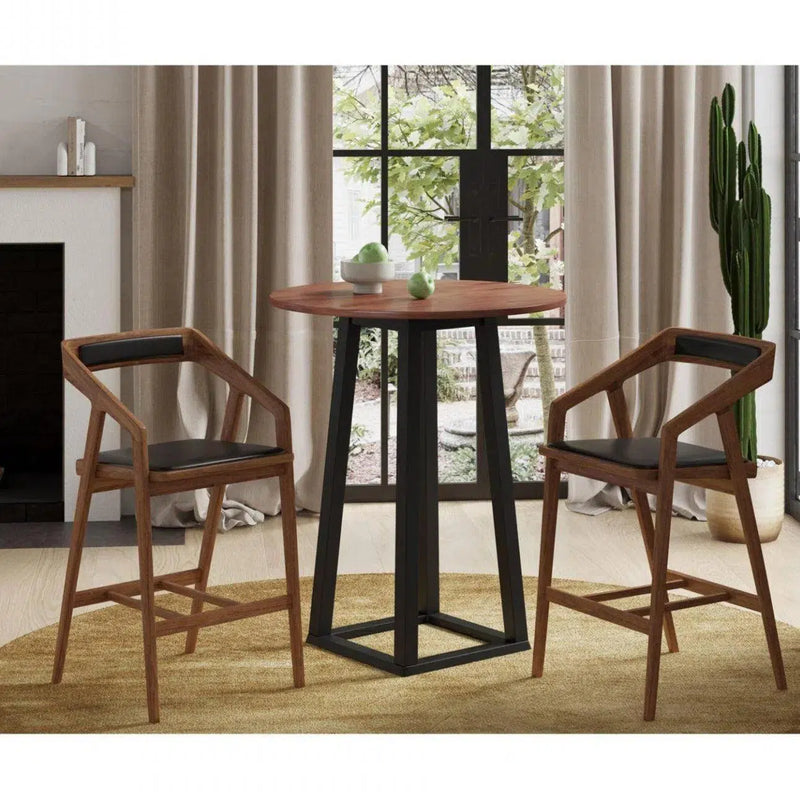 Black Brown Mid-Century Modern Barstool Bar Stools LOOMLAN By Moe's Home