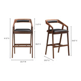 Black Brown Mid-Century Modern Barstool Bar Stools LOOMLAN By Moe's Home