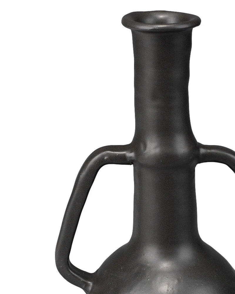 Black Ceramic Horton Handled Vase Vases & Jars LOOMLAN By Jamie Young