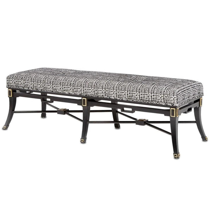 Black Gold Leaf Scarlett Black Tuxedo Bench Bedroom Benches LOOMLAN By Currey & Co