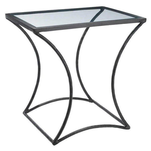 Black Iron & Glass Top Square Mid Century Modern Side Table Side Tables LOOMLAN By Jamie Young