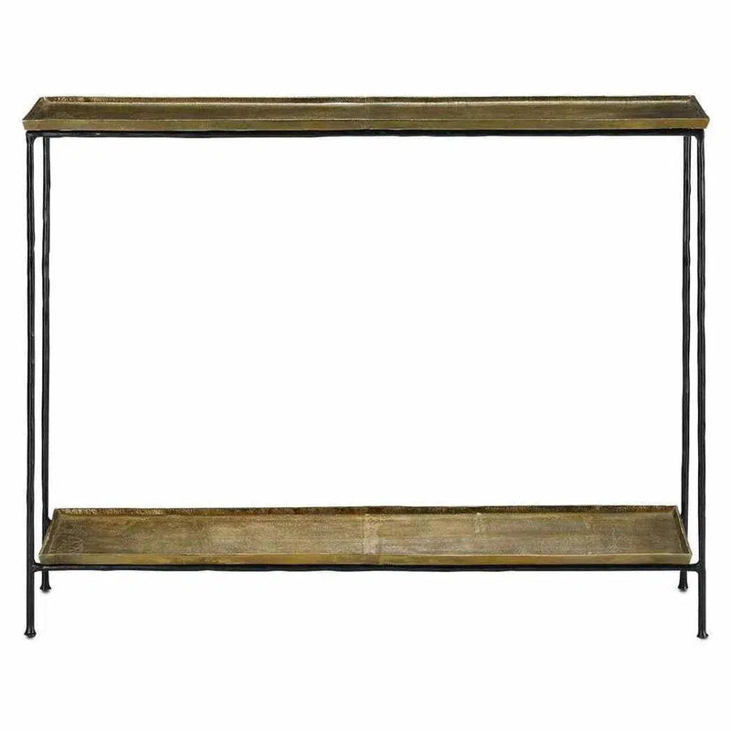 Black Iron Antique Brass Boyles Brass Console Table Console Tables LOOMLAN By Currey & Co