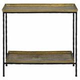 Black Iron Antique Brass Boyles Brass Side Table Side Tables LOOMLAN By Currey & Co