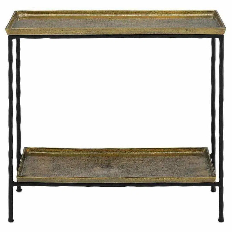 Black Iron Antique Brass Boyles Brass Side Table Side Tables LOOMLAN By Currey & Co