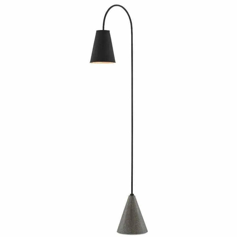 Black Iron Silver Leaf Polished Concrete Lotz Floor Lamp Floor Lamps LOOMLAN By Currey & Co