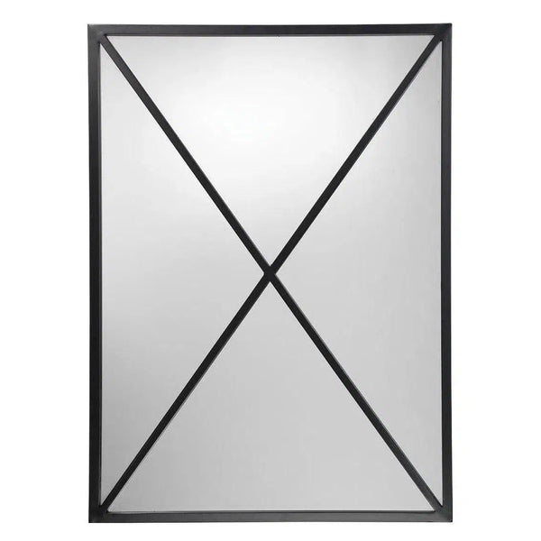 Black Iron Xander Grid Wall Mirror Wall Mirrors LOOMLAN By Jamie Young