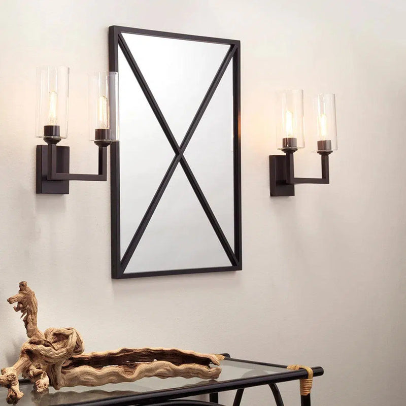 Black Iron Xander Grid Wall Mirror Wall Mirrors LOOMLAN By Jamie Young