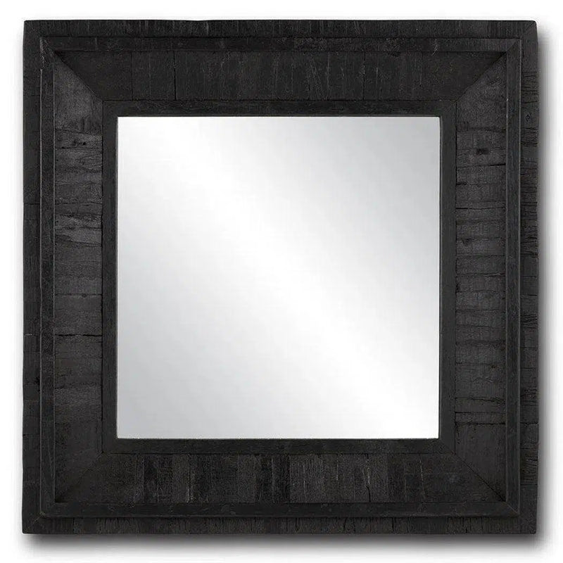 Black Kanor Black Square Mirror Wall Mirrors LOOMLAN By Currey & Co