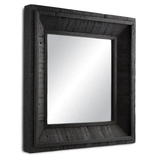 Black Kanor Black Square Mirror Wall Mirrors LOOMLAN By Currey & Co