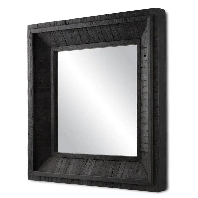 Black Kanor Black Square Mirror Wall Mirrors LOOMLAN By Currey & Co