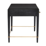 Black Lacquered Linen Champagne Metal Verona Black Large Desk Home Office Desks LOOMLAN By Currey & Co