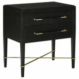 Black Lacquered Linen Champagne Verona Black Small Accent Cabinet Accent Cabinets LOOMLAN By Currey & Co