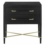 Black Lacquered Linen Champagne Verona Black Small Accent Cabinet Accent Cabinets LOOMLAN By Currey & Co