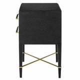 Black Lacquered Linen Champagne Verona Black Small Accent Cabinet Accent Cabinets LOOMLAN By Currey & Co