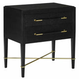 Black Lacquered Linen Champagne Verona Black Small Accent Cabinet Accent Cabinets LOOMLAN By Currey & Co