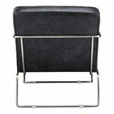 Black Leather Accent Slipper Chair Over Metal Frame Accent Chairs LOOMLAN By Moe's Home