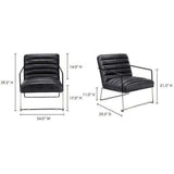 Black Leather Accent Slipper Chair Over Metal Frame Accent Chairs LOOMLAN By Moe's Home