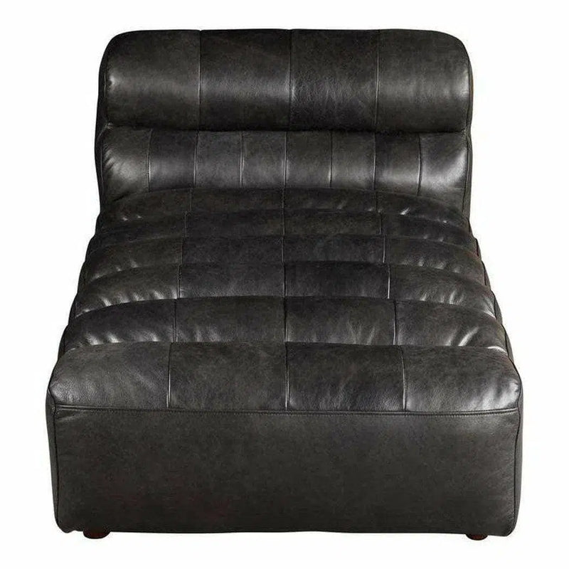 Black Leather Lounge Chaise Indoor Seating Chaises LOOMLAN By Moe's Home