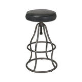 Black Leather Seat Backless Adjustable Height Counter Height Stool Counter Stools LOOMLAN By LH Imports