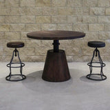 Black Leather Seat Backless Adjustable Height Counter Height Stool Counter Stools LOOMLAN By LH Imports