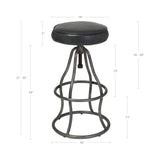 Black Leather Seat Backless Adjustable Height Counter Height Stool Counter Stools LOOMLAN By LH Imports