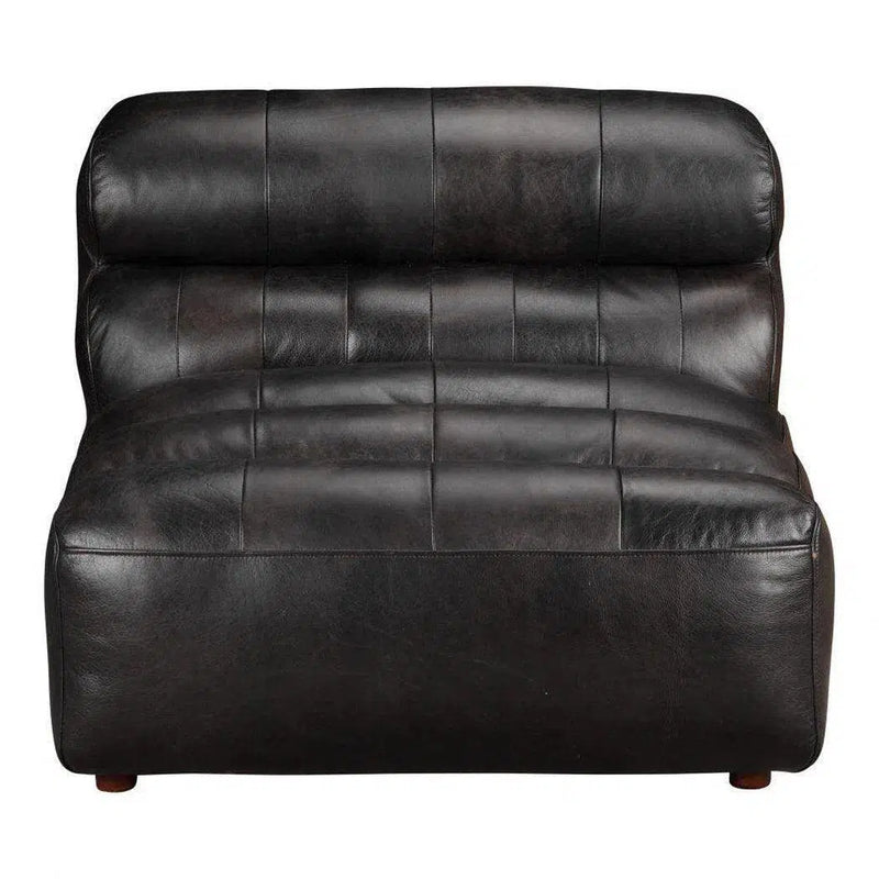 Black Leather Signature Modular Slipper Chair Modular Components LOOMLAN By Moe's Home