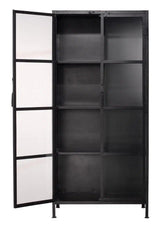 Black Metal Union Tall Black Curio Cabinet Glass Doors Bookcases LOOMLAN By Jamie Young