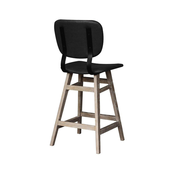 Black PU Leather Armless Counter Height Stool With Wood Frame Counter Stools LOOMLAN By LH Imports