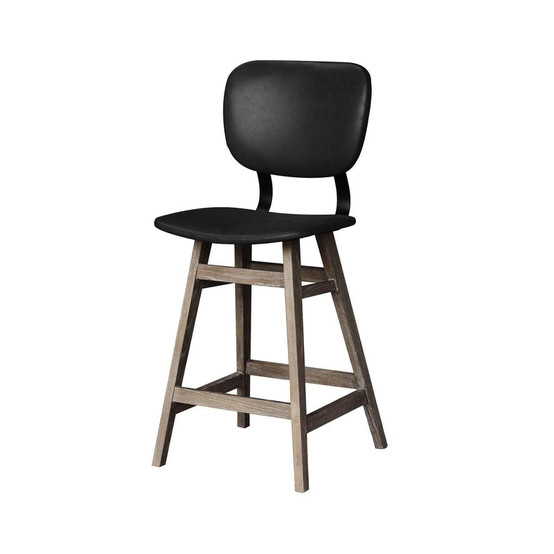 Black PU Leather Armless Counter Height Stool With Wood Frame Counter Stools LOOMLAN By LH Imports